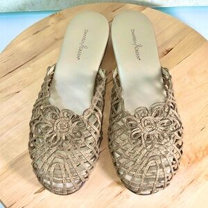 Daniel Green Diana Lattice Woven Mules Wedge Slides Sandals Slippers Shoes 9.5